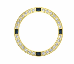 CREATED DIAMOND SAPAHIRE BEZEL FOR 26MM ROLEX DATEJUST 6917 6919 69173 GOLD - Picture 1 of 2