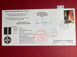 A118 FDC Malta George Cross 50th Ann Medal 1993 Signed: Flt Lt Jim Pickering - Picture 1 of 4