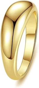 Chunky Gold Ring Thick Dome Gold Rings for Women size 9 width:5mm - Picture 1 of 6