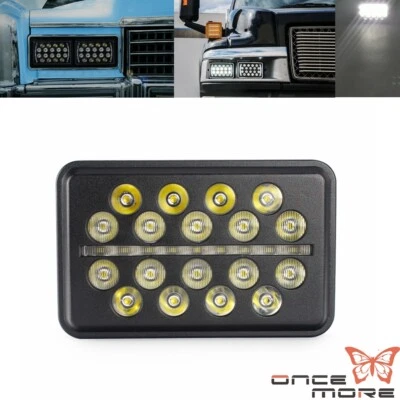 Black Housing 4"x6" Rectangular LED Headlight With DRL Hi/Lo Beam 9W /54W /30W - Image 1 of 4