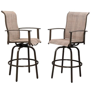2 Pack Swivel Bar Stools Garden Patio Bar Chairs with High Back and Armrests,New - Picture 1 of 13