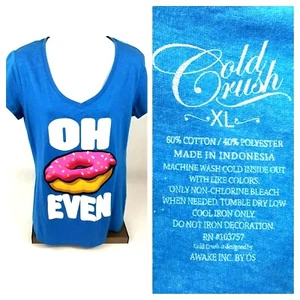 Camiseta gráfica Oh Donut Even para mujer XL azul manga corta divertido regalo - Imagen 1 de 12