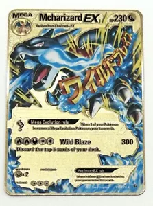 Mcharizard EX Mega Custom Metal Card - Collectible M Charizard Flashfire Gold - Picture 1 of 2