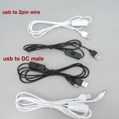 DC 2pin to 5V 12V usb Male 5.5x2.1mm Power Supply on/off button Switch Cable - Image 1 of 4