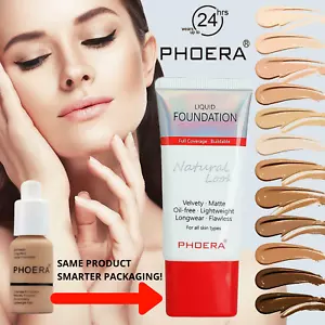 Base líquida de cobertura completa natural mate de terciopelo PHOERA 30 ml *ELIGE TONO* - Imagen 1 de 11