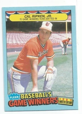 1987 Fleer Baseball's Game Winners Cal Ripken Jr Baltimore Orioles - Image 1 of 2