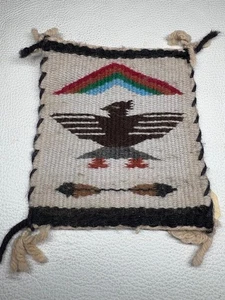 Vintage Navaho Gewebt Mini Teppich Untersetzer 5"x5-1/2" - Bild 1 von 6