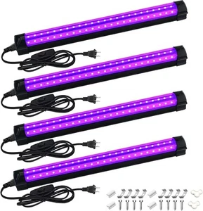 4 Pack 10W 48 LED Black Light Bars 1Ft 395-400nm UV Blacklight Tube with 5.9F... - Picture 1 of 9