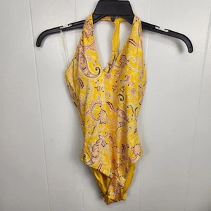 Sanctuary Swim Mango Paisley One Piece Swimsuit Size S Halter Backless NWT - Picture 1 of 6