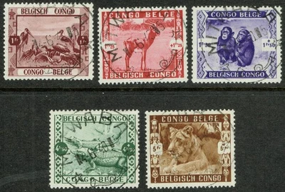 [st1593] BELGIAN CONGO 1939 Scott#B27/31 used Animals *Zoological Garden* - Image 1 of 2