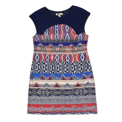 Vestido Anthropologie Aryeh Colorido Azul Azteca Estampado a Tiras Manga Gorra Mujer L Foto 1 de 4