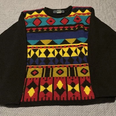 Suéter Norton McNaughton Mujer Pequeño Mediano Negro Geométrico Cuello Redondo Nuevo con Etiquetas LEER Foto 1 de 3