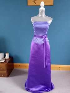 BNWT HILARY MORGAN EVENING DRESS 14 £135 PURPLE LONG FLARED PROM OCCASION LOVELY - Picture 1 of 11