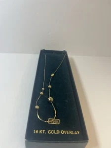 14K Gold Overlay Beaded Necklace Vintage Elegant Chain - Picture 1 of 5