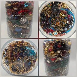 Curated Mystery Jewelry Jar Dramatic Fashion Bold Tones Aurora Borealis Over 3lb - Picture 1 of 11