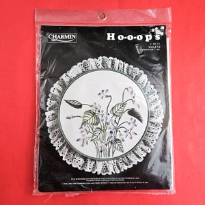 CHARMIN HOOPS STAMPED EMBROIDERY KIT: VIOLETS FLOWERS   SL - Picture 1 of 2