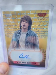 GOLD /50 Charlie Heaton Jonathan Byers Topps Stranger Things High Tek Auto A-CH - Picture 1 of 2