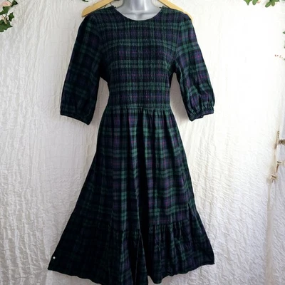 Tu Tartan Plaid Brushed Cotton Maxi Prairie  Midi Dress Sz 18. - Image 1 of 4