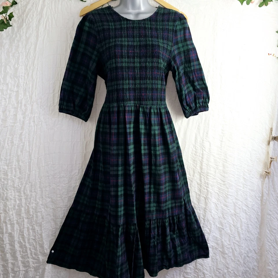 Tu Tartan Plaid Brushed Cotton Maxi Prairie  Midi Dress Sz 18. - Image 1 of 4