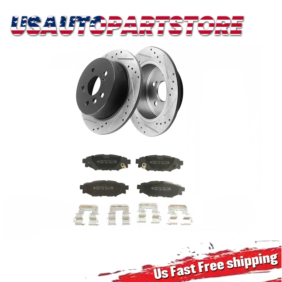 10.79" Rear Drilled Brake Rotors Brake Pad for Subaru Crosstrek Forester Impreza Foto 1 de 4