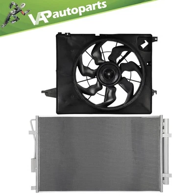 A/C Condenser And Radiator Cooling Fan Assembly For 2013-2018 Hyundai Santa Fe - Image 1 of 4