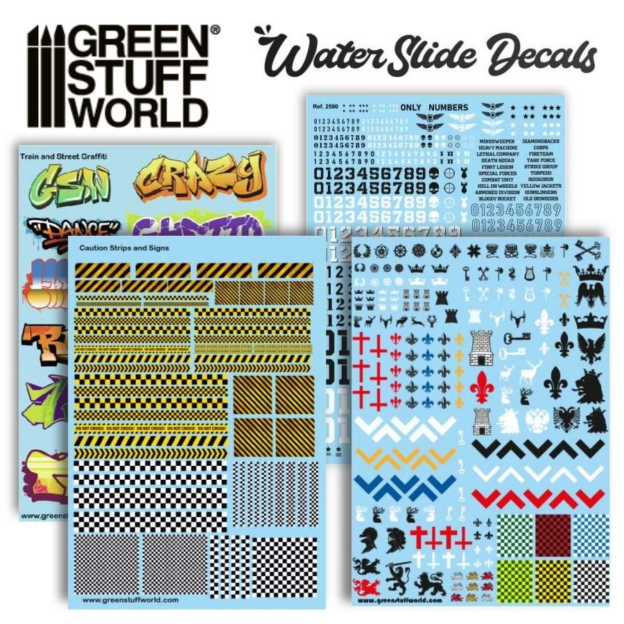 Green Stuff World: DECALS - Waterslide : Caution Stripes | Heraldry | Numbers - Image 1 of 1