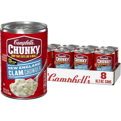 Campbell’s Chunky Soup, New England Clam Chowder, 16.3 Oz Can (Case of 8) - Image 1 of 4