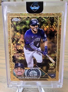 2023 Topps Chrome Gilded Julio Rodriguez Gold Etch /50 all star rookie cup 🔥  - Picture 1 of 2