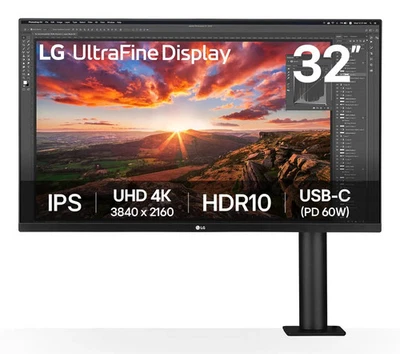 LG UltraFine Ergo 32UN880K-B.AEK 32" IPS 4K Ultra HD 60Hz Monitor - Image 1 of 4
