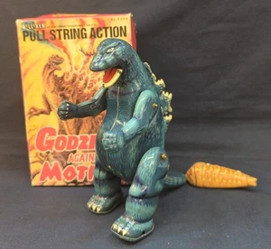Billiken Shokai Wind-up Tin Godzilla with Larva Mothra Blue 180mm - Picture 1 of 10