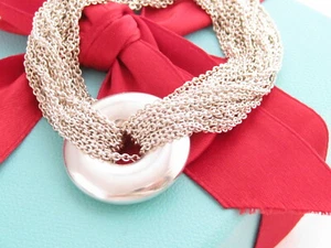 Echte Tiffany & Co Silber Kreis Mesh Knebel Halskette 16" - Bild 1 von 8