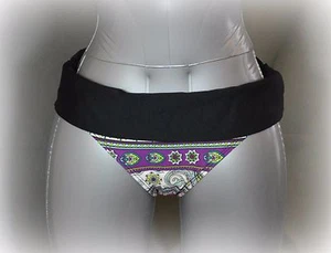 Next Women's Bikini Bottom Fold-Over Skirted Swim Pant Black Multi Color Size XS - Picture 1 of 5