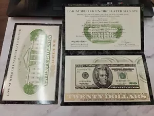 $20 1996 Federal Reserve Note AD OOOO3677 A ~ Low Numbered UNC $20 Note - Picture 1 of 11
