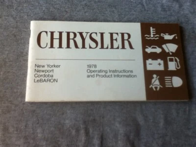 Chrysler New Yorker 1978 Newport Cordoba LeBaron instrumento de funcionamiento Manual de servicio Foto 1 de 4