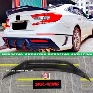 FOR 2018-2022 HONDA ACCORD REAL CARBON FIBER REAR TRUNK LID SPOILER HOLLOW WING - Picture 1 of 15