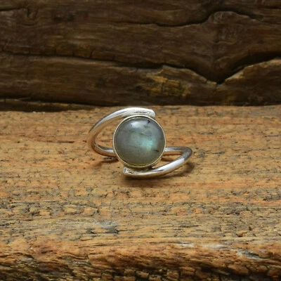 Favoloso Pietra Labradorite 925 Argento Sterling Handmade Anello Tutte le Misure - Immagine 1 di 4