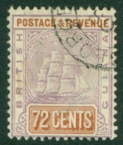 SG 204 Guayana Británica 1889. 72c púrpura opaco y amarillo-marrón. Muy bien usado... - Imagen 1 de 1