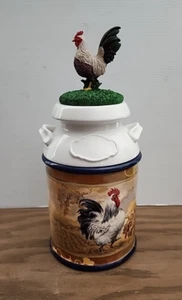 Bradford Exchange Porcelain Rooster Country Morning Cookie Jar Chicken 13" - Picture 1 of 8