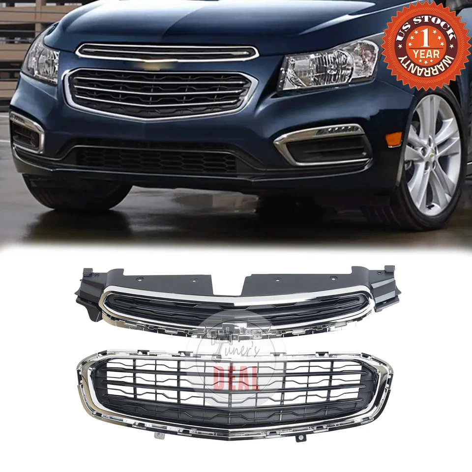 Front Upper+Lower Grille Set Fit For 2015 Chevrolet Cruze 2016 Cruze Limited Foto 1 de 4
