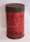 ANTIQUE/VINTAGE ONE POUND A&P BAKING POWDER TIN - PAINTED TIN, EMBOSSED LID