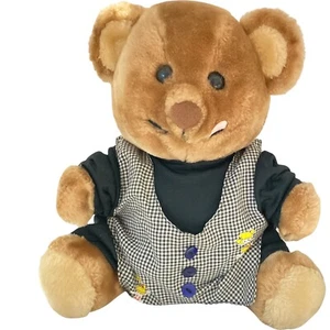 Vintage 1984 Dakin Teddy Bear Sitting Licking Lips Brown Made In Korea 26cm - Picture 1 of 12