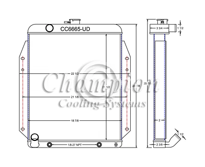 RS Champion 3 Row All Aluminum Radiator Upper Driver for 1970 - 1970 Dodge A100 - Изображение 1 из 4
