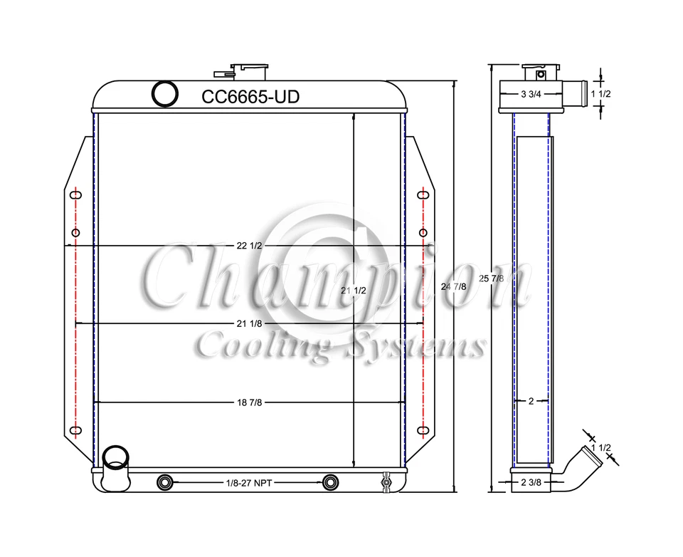 Controlador superior de radiador de 3 filas AR Champion para camioneta Dodge A100 1964-1970 Foto 1 de 4