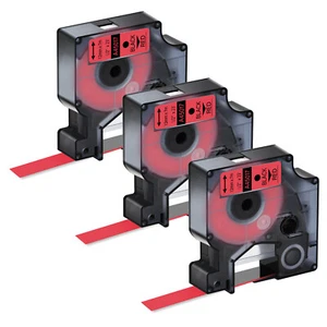 3×Ruban Étiquettes pour DYMO D1 45017 12mm Noir sur Rouge Labelmanager 160 - Photo 1/5