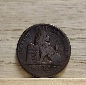 1838 10 Centimes Belgium Copper Coin Leopold I date hard to see - Picture 1 of 10