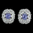 Unheated Oval Tanzanite 9x7mm Simulated Cz Gems 925 Sterling Silver Earrings