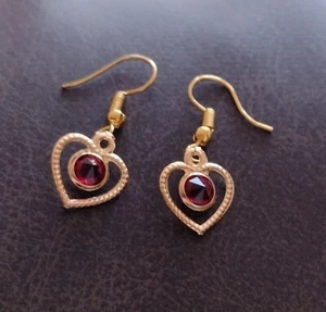 Gold Earrings with Amethyst Gemstone - Picture 1 of 1
