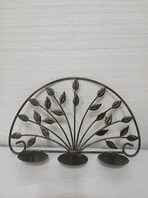 Metal Branch With Leaves Wall Sconce  3 Candle Holder 17” Rustic Primitive Cabin - Image 1 of 4