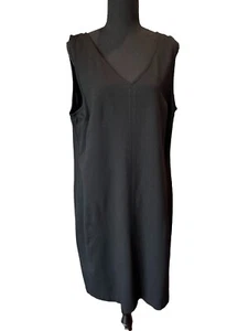 Talbots Women's Black Stretch Sheath Dress V Neck Sleeveless Size XL - Picture 1 of 7