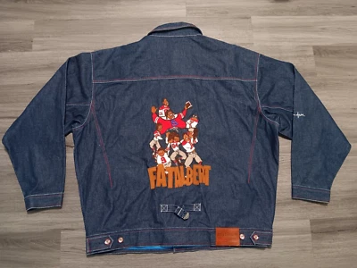 Vintage Platinum FUBU Men's Fat Albert Football Team Denim Jacket Size 4XL VGUC - Image 1 of 4